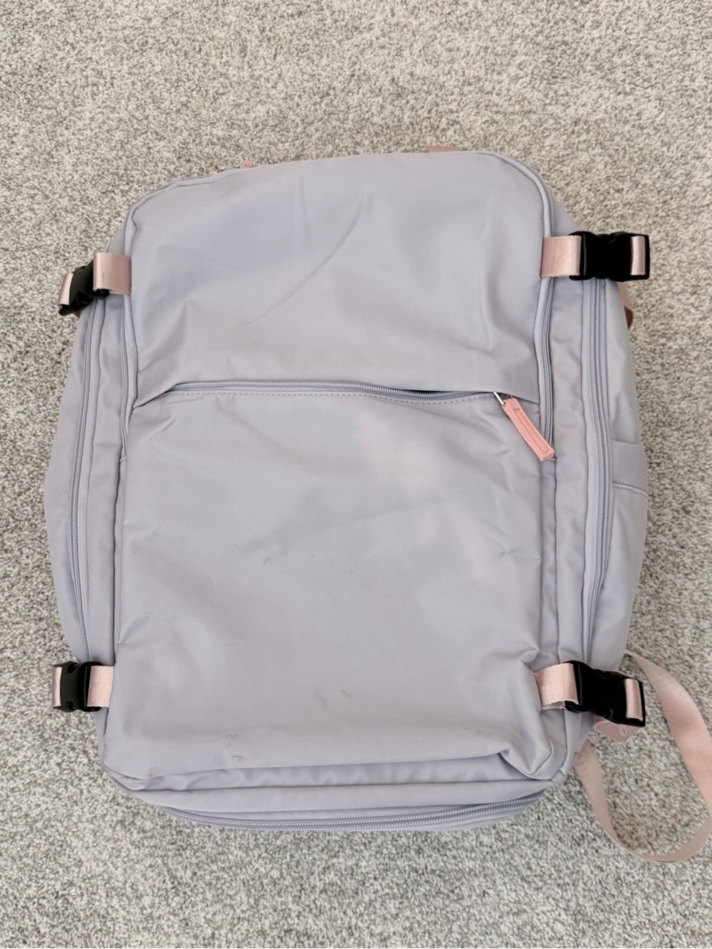 Travel Backpack Purple with pink straps